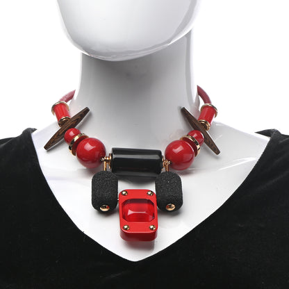 Louis Vuitton Resin Wood Crystal Inventeur Necklace Red 2 of 7