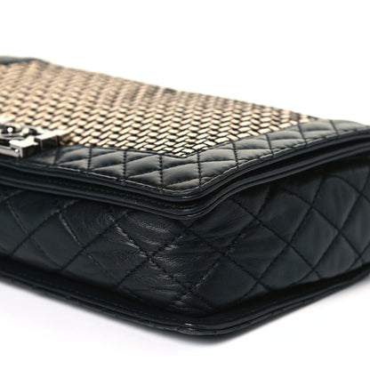 Chanel Calfskin Woven Medium Boy Reverso Flap Black 10 of 11