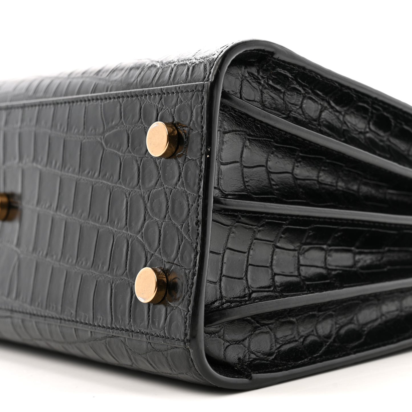 Calfskin Crocodile Embossed Baby Sac De Jour Black
