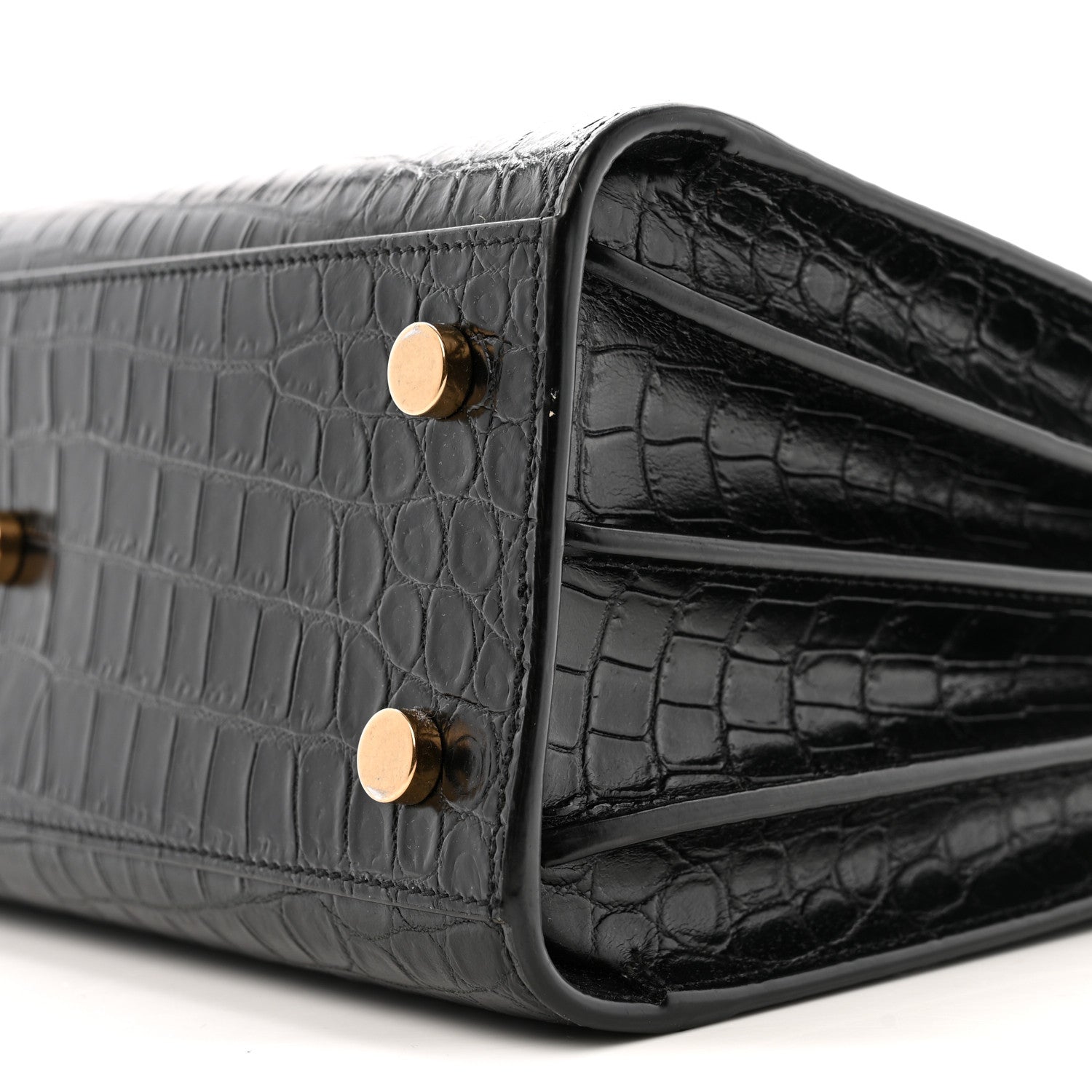 Saint Laurent Calfskin Crocodile Embossed Baby Sac De Jour Black 10 of 12