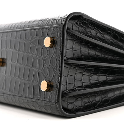 Saint Laurent Calfskin Crocodile Embossed Baby Sac De Jour Black 10 of 12