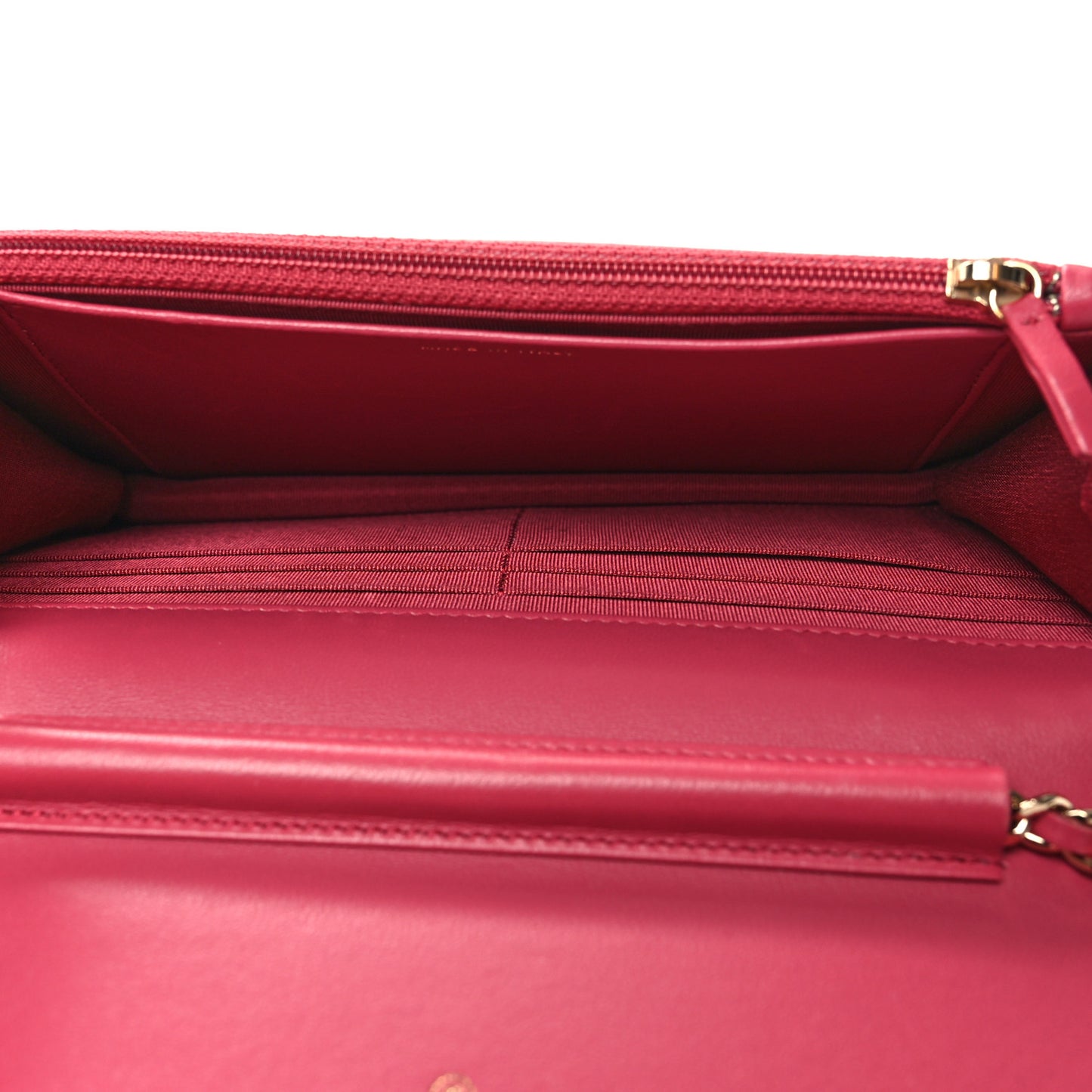 Lambskin Quilted Wallet On Chain WOC Dark Pink