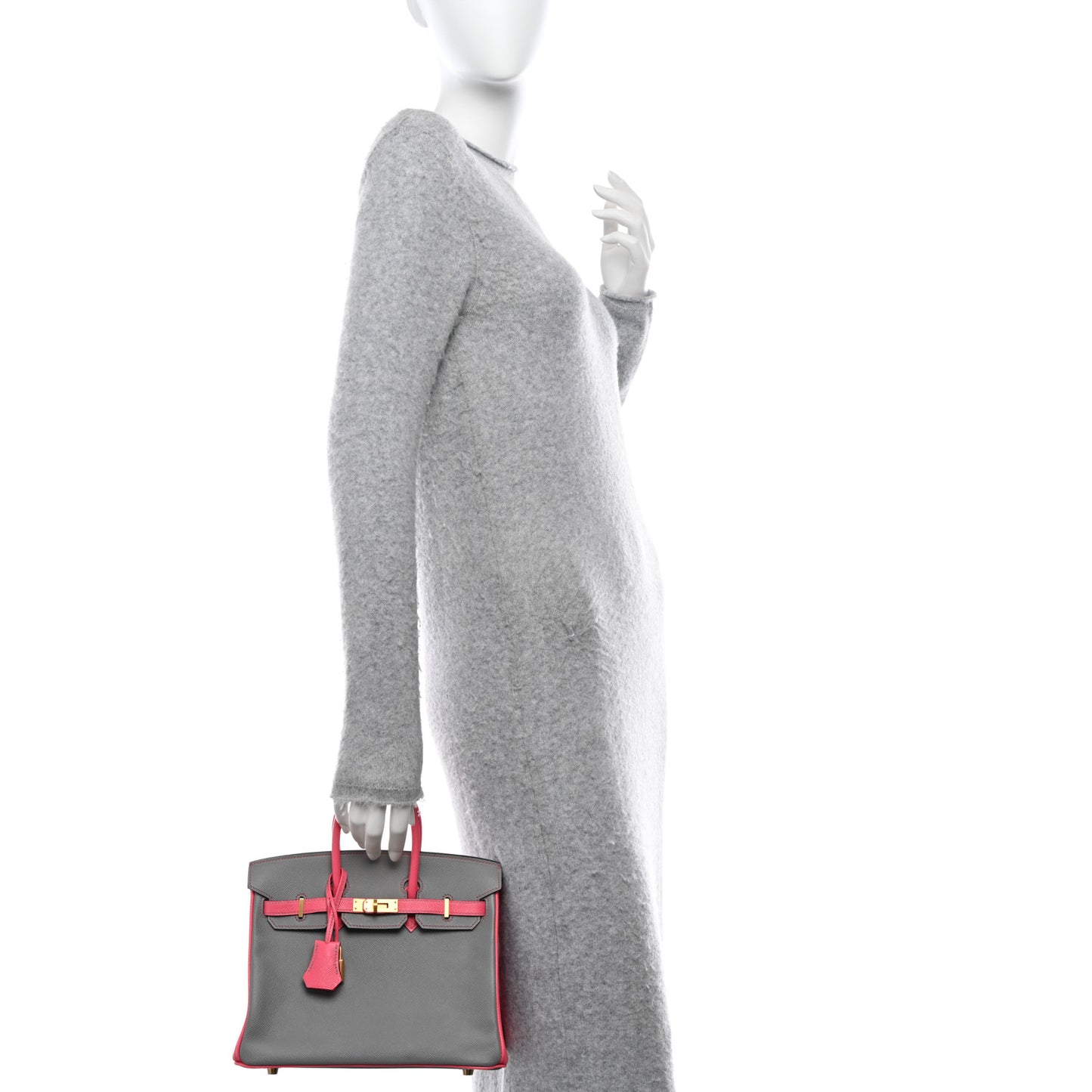 Epsom Horseshoe Birkin 25 Gris Mouette Rose Azalee