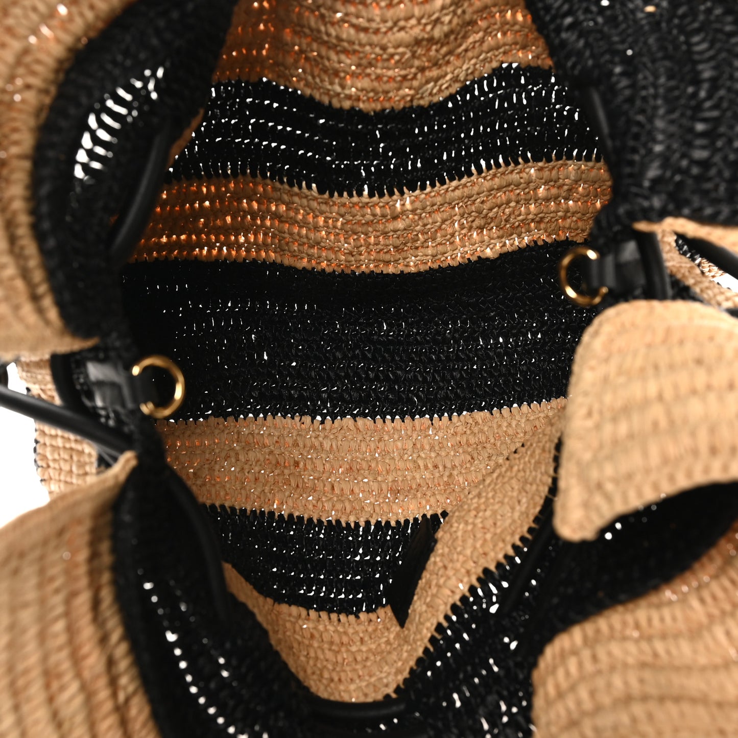 Raffia Striped Flamenco Knot Clutch Black Natural