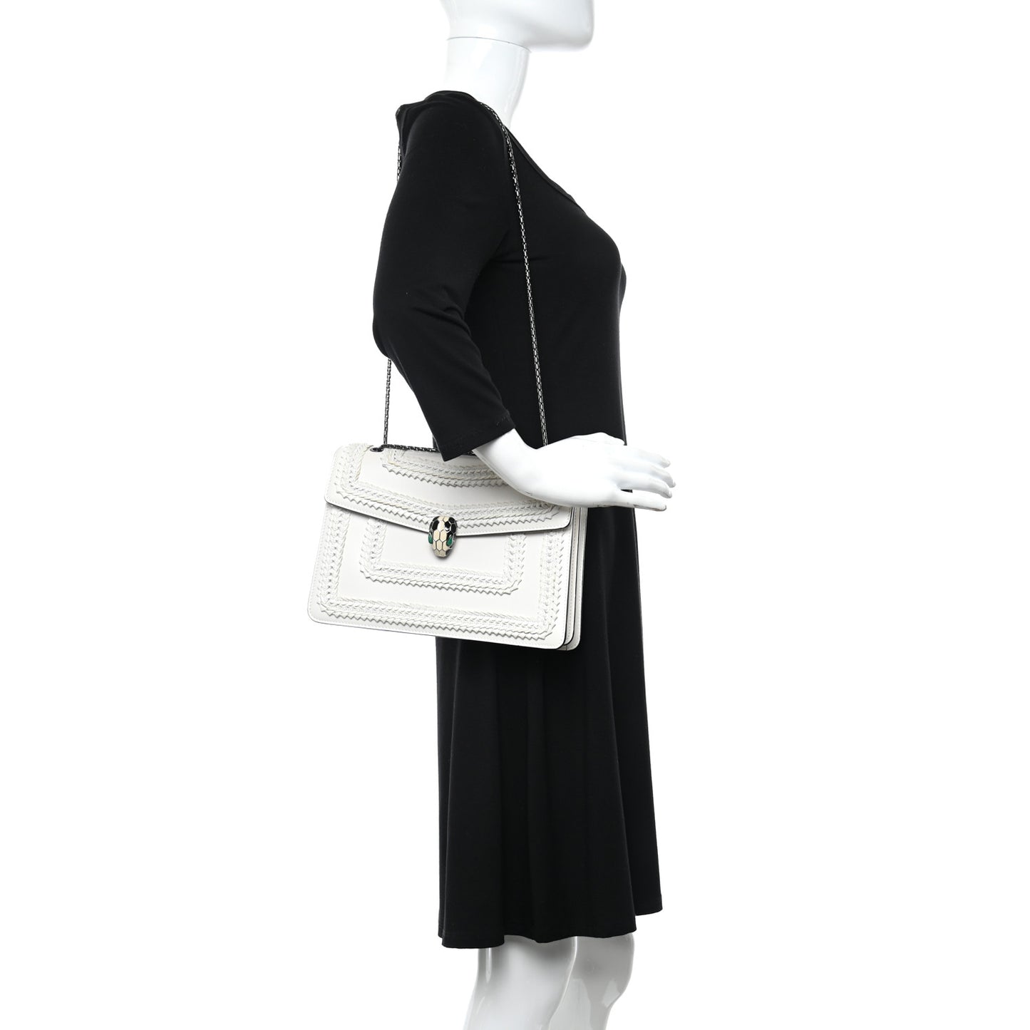 Calfskin Serpenti Forever Shoulder Bag White