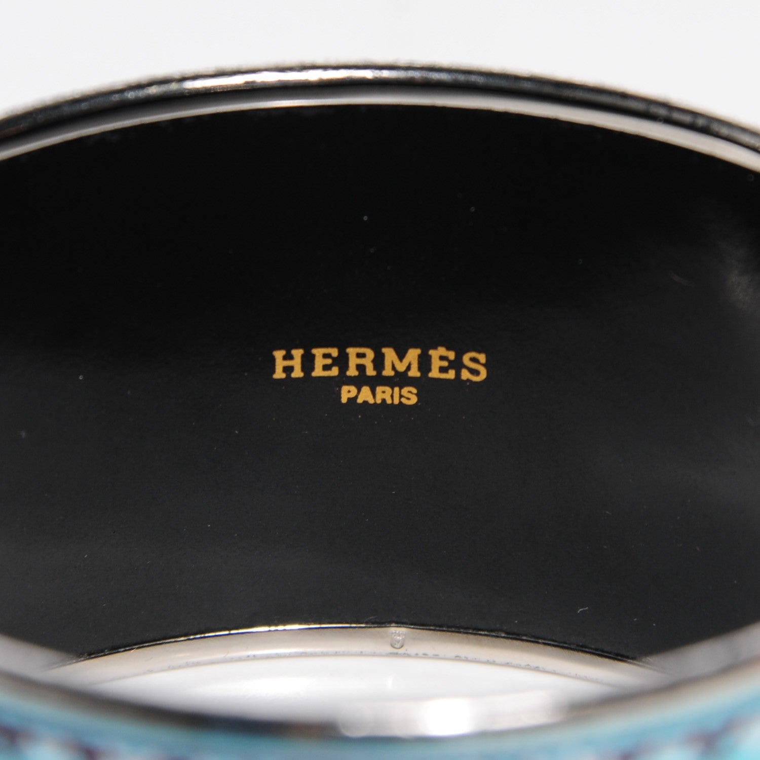 Hermes Enamel Printed Horses Extra Wide Bracelet 65 Aqua 4 of 6