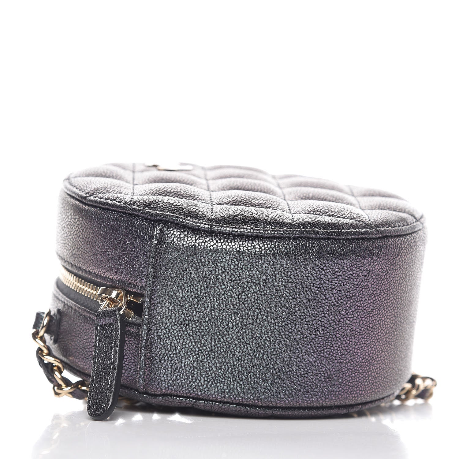 Chanel Iridescent Caviar Quilted Round Clutch With Chain Black 4 of 8