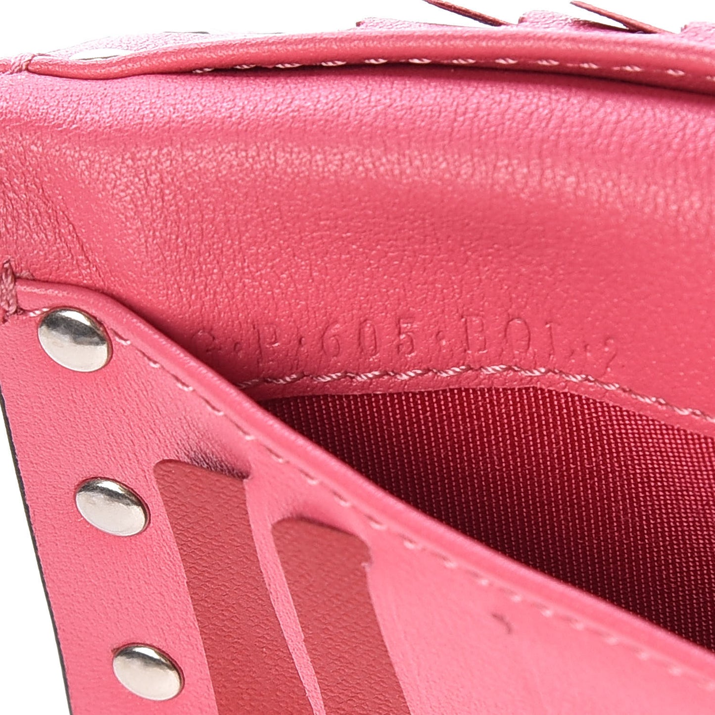 Vitello Rockstud Coin Case Card Holder Shadow Pink