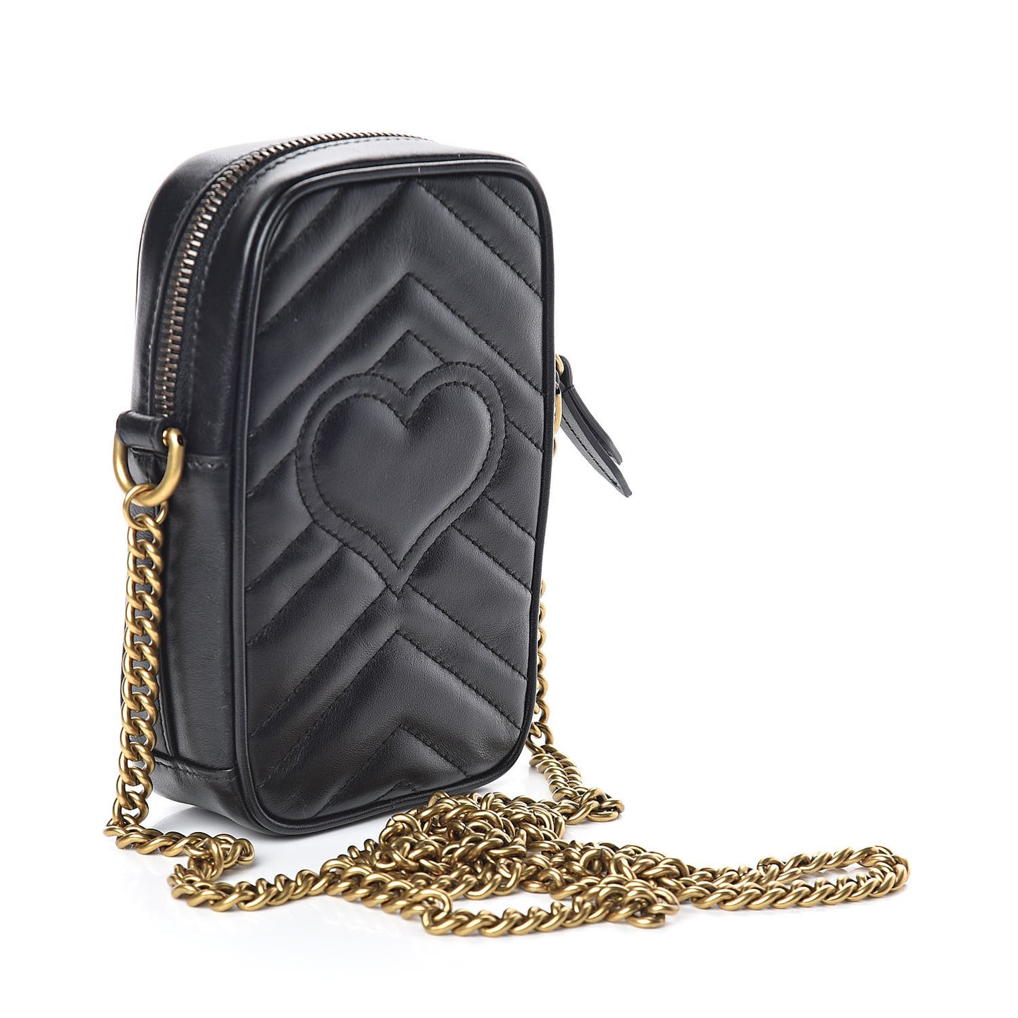 Calfskin Matelasse Mini GG Marmont Crossbody Bag Black