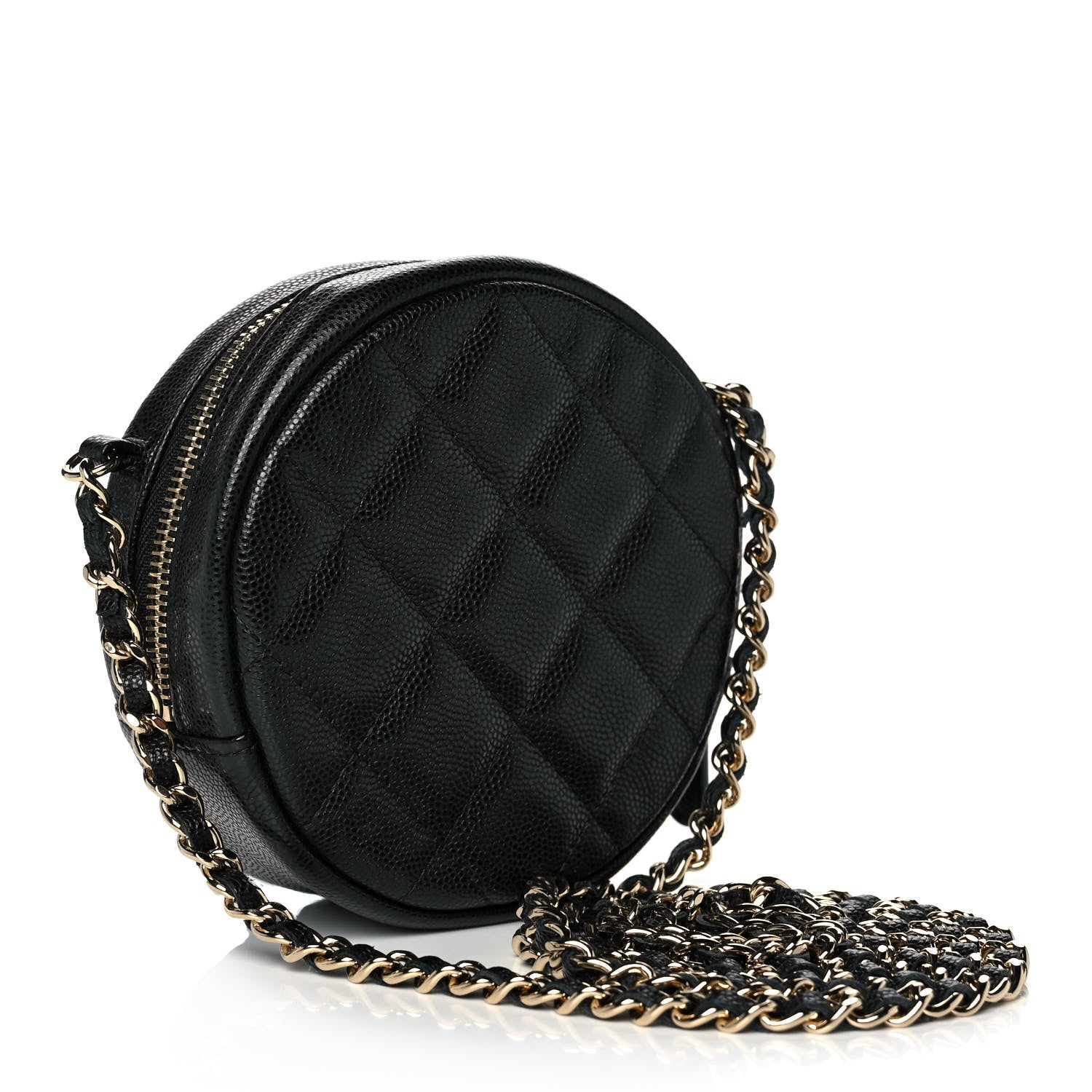 Chanel Caviar Quilted Round Clutch With Chain Black 3 of 11