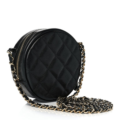 Chanel Caviar Quilted Round Clutch With Chain Black 3 of 11