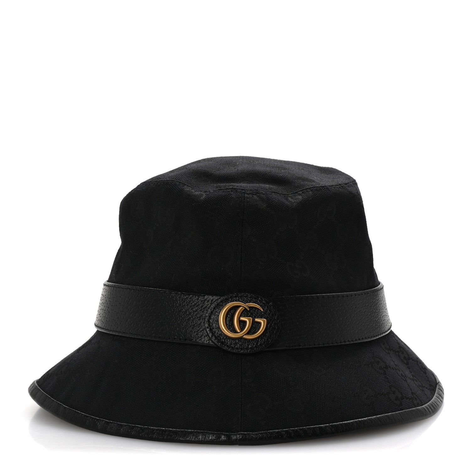 Gucci Monogram Textured Dollar Calfskin GG Jago Bucket Hat L Black 3 of 9