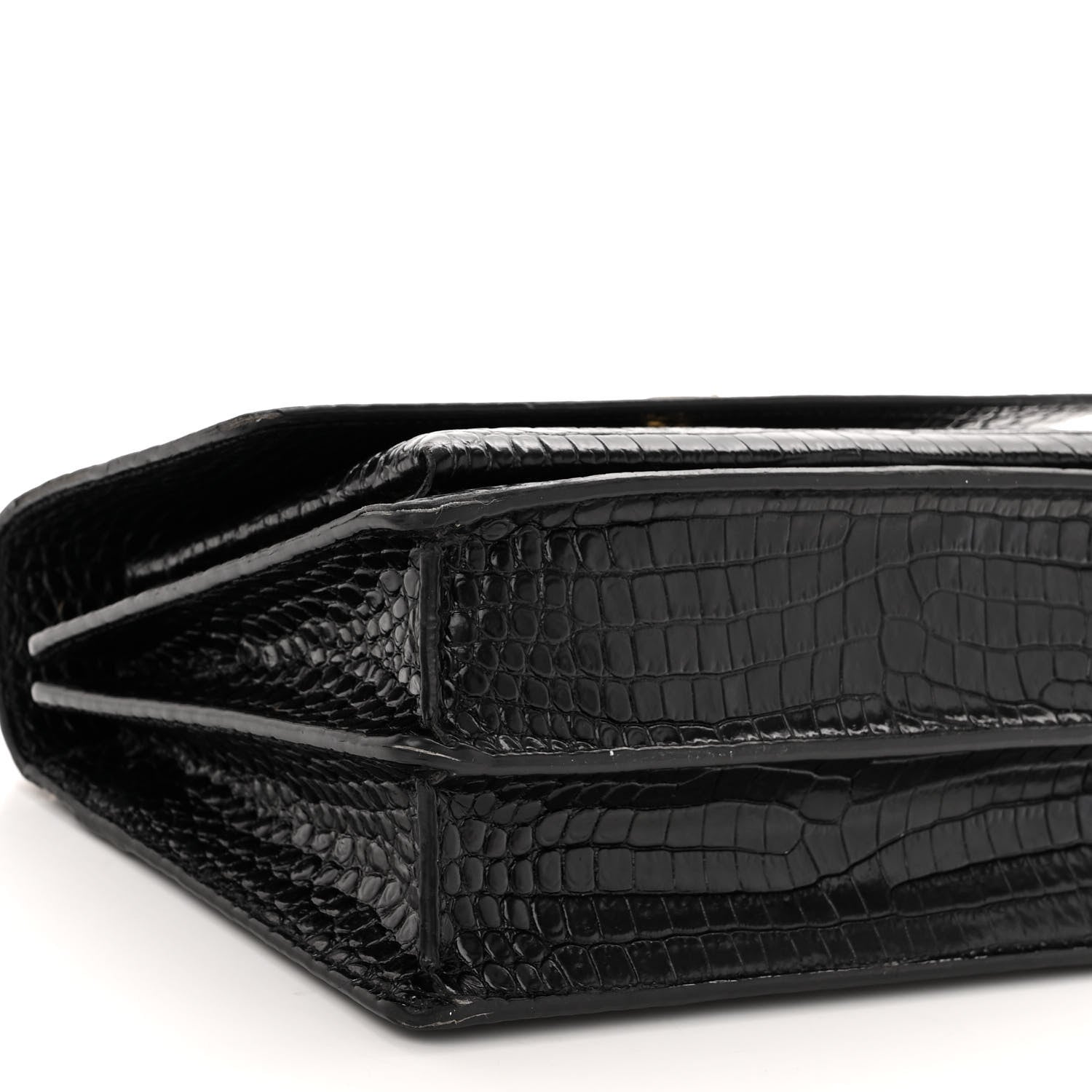 Saint Laurent Calfskin Crocodile Embossed Medium Monogram Sunset Black 9 of 10