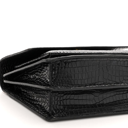 Saint Laurent Calfskin Crocodile Embossed Medium Monogram Sunset Black 9 of 10