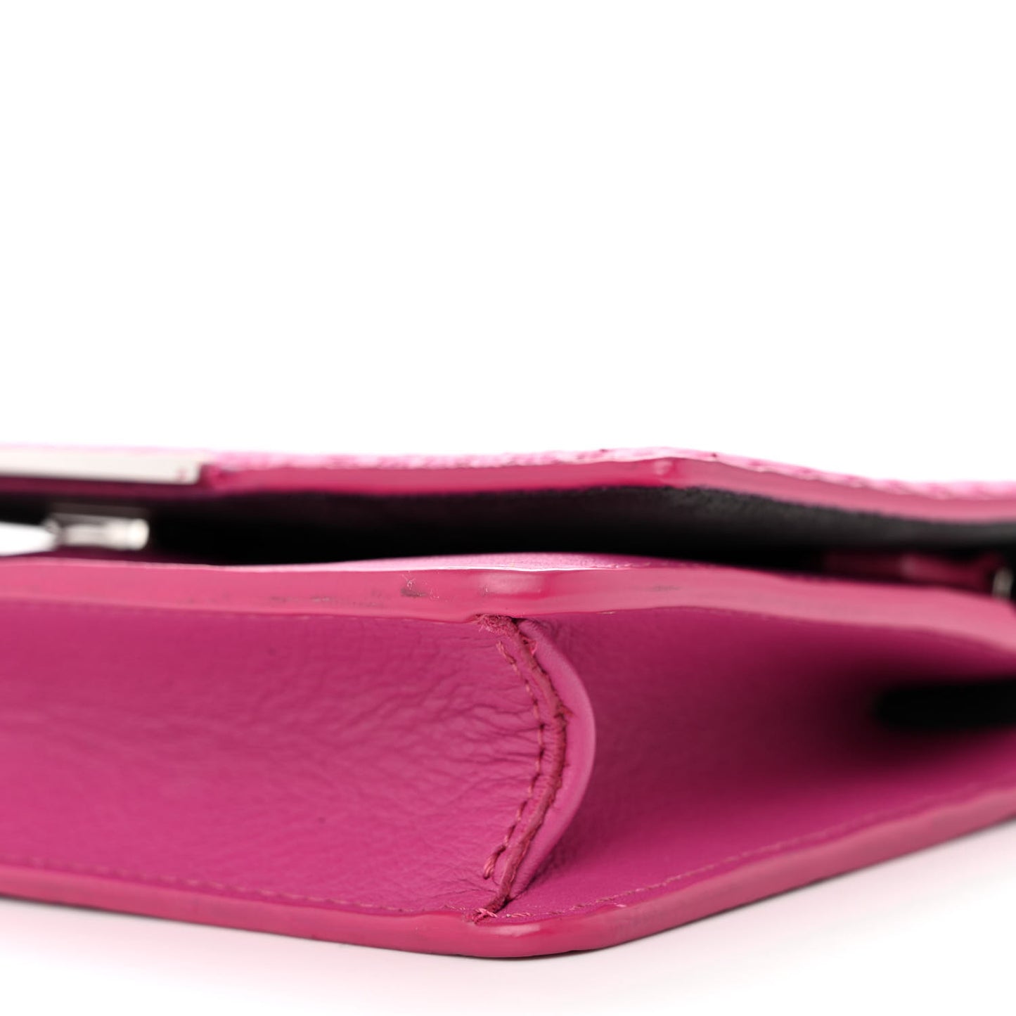 Snakeskin Tube Wallet on Chain Magenta