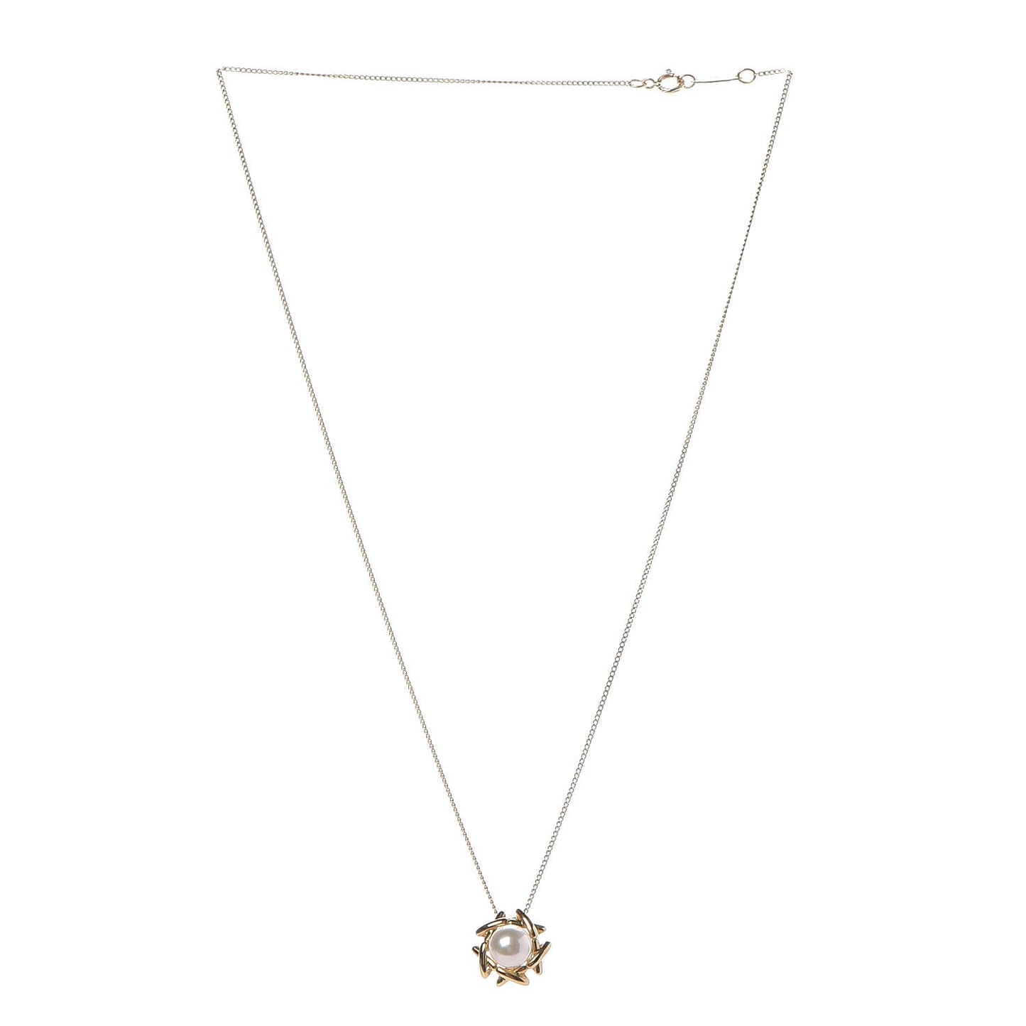 18K Yellow Gold Pearl Pendant Necklace