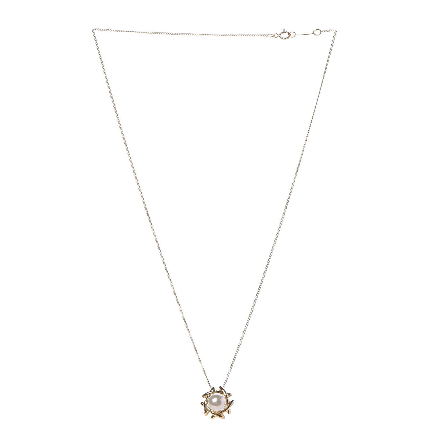 Tiffany 18K Yellow Gold Pearl Pendant Necklace 3 of 7