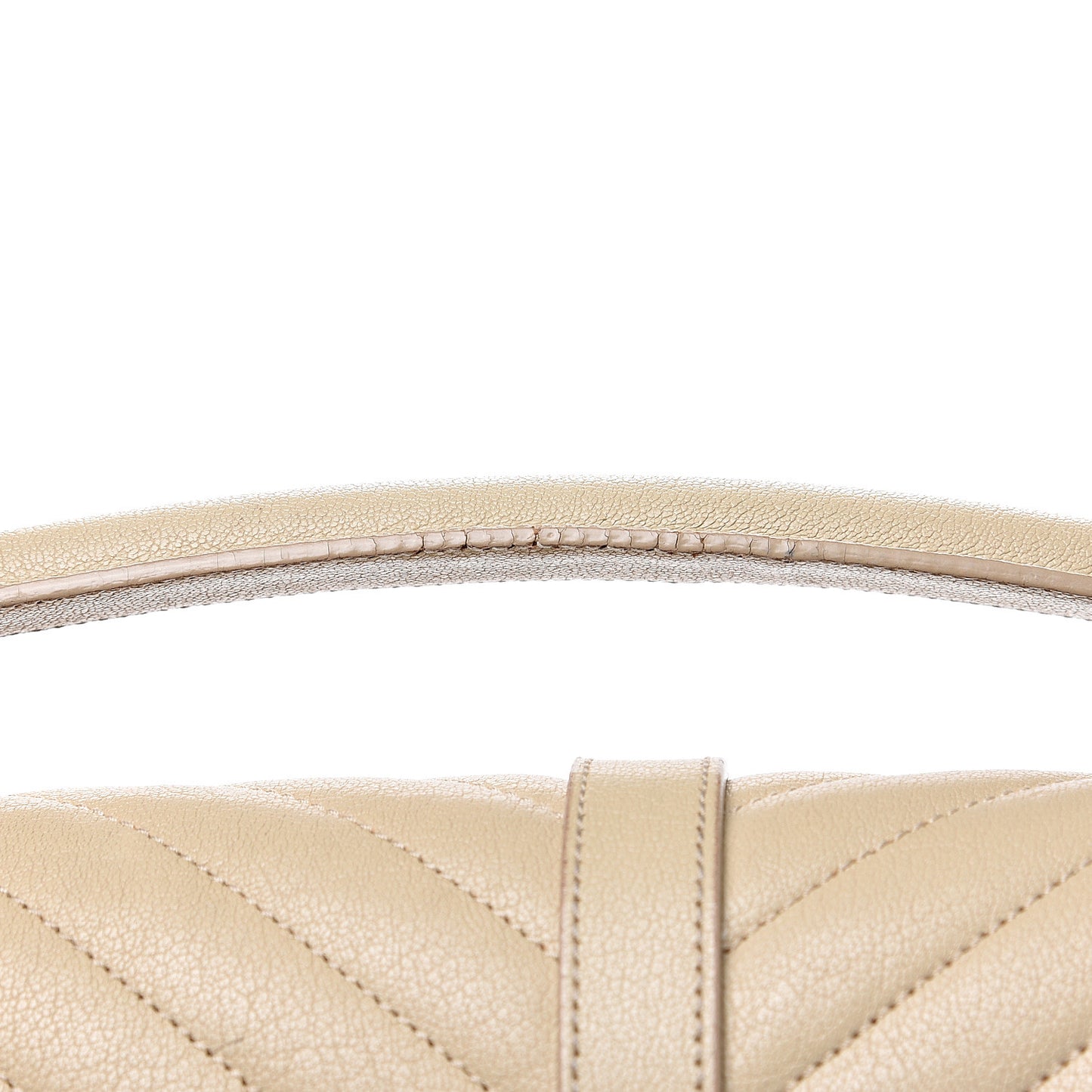 Sheepskin Matelasse Chevron Monogram Large College Satchel Beige