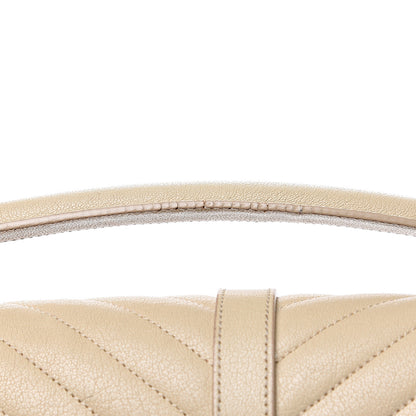 Saint Laurent Sheepskin Matelasse Chevron Monogram Large College Satchel Beige 14 of 14