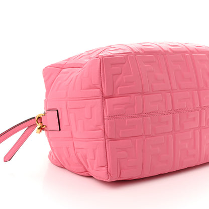 Fendi Nappa FF 1974 Embossed Small Boston Rosa Fluo 10 of 10