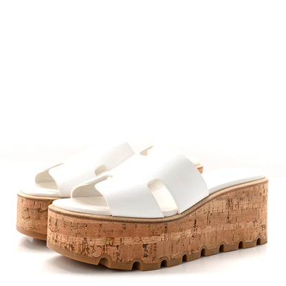 Hermes Calfskin Cork Eze 30 Sandals 37 White 4 of 10