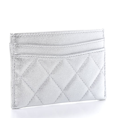 Chanel Metallic Lambskin Quilted Card Holder Silver 3 of 11
