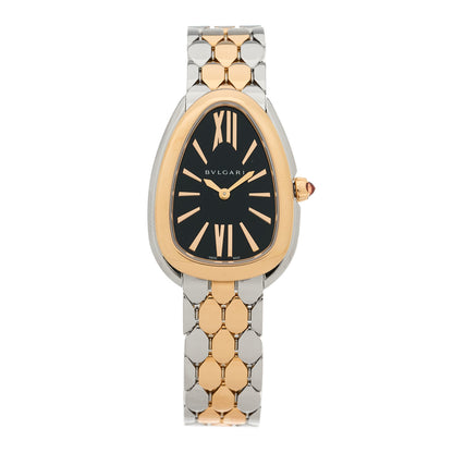 Bulgari Stainless Steel 18K Rose Gold 33mm Serpenti Seduttori Quartz Watch Black 1 of 5