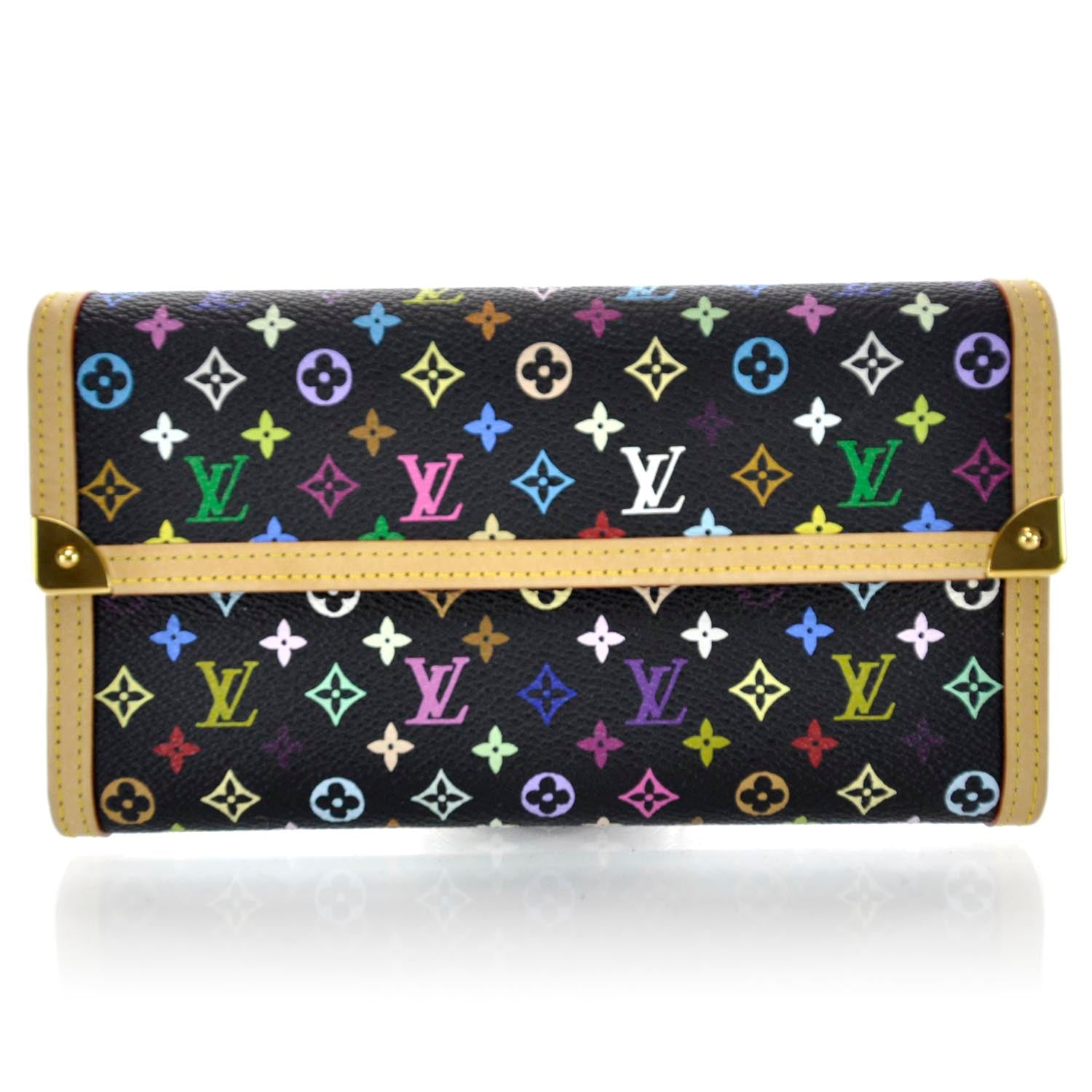 Louis Vuitton Monogram Multicolor Porte Tresor International Wallet Black 1 of 7