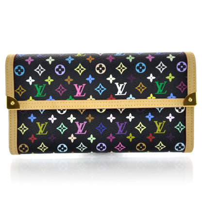 Louis Vuitton Monogram Multicolor Porte Tresor International Wallet Black 1 of 7