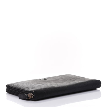 Chanel Lambskin Camellia Embossed Zip Around Organizer Wallet Black 3 of 4