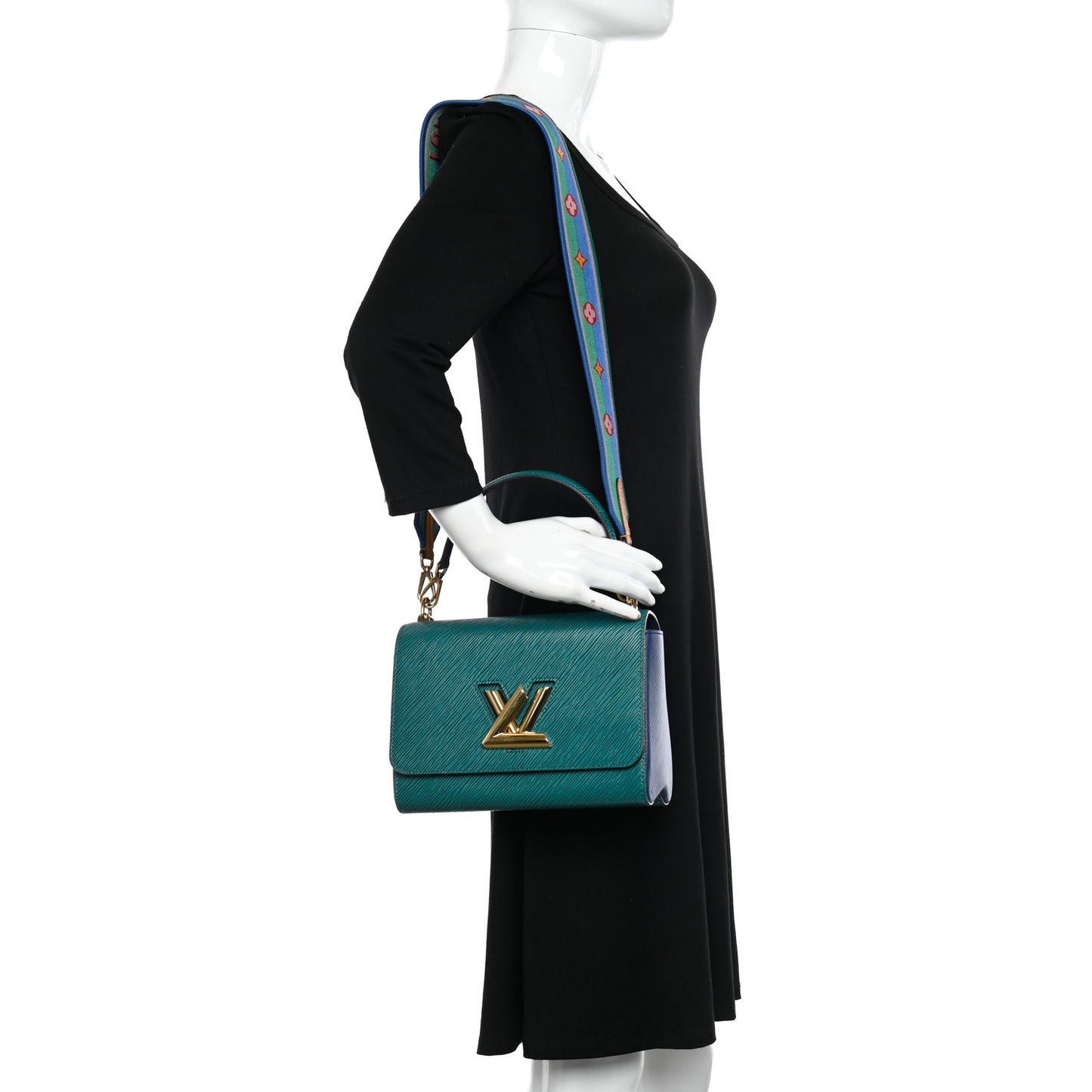 Epi Twist Shoulder Bag MM Emeraude Indigo
