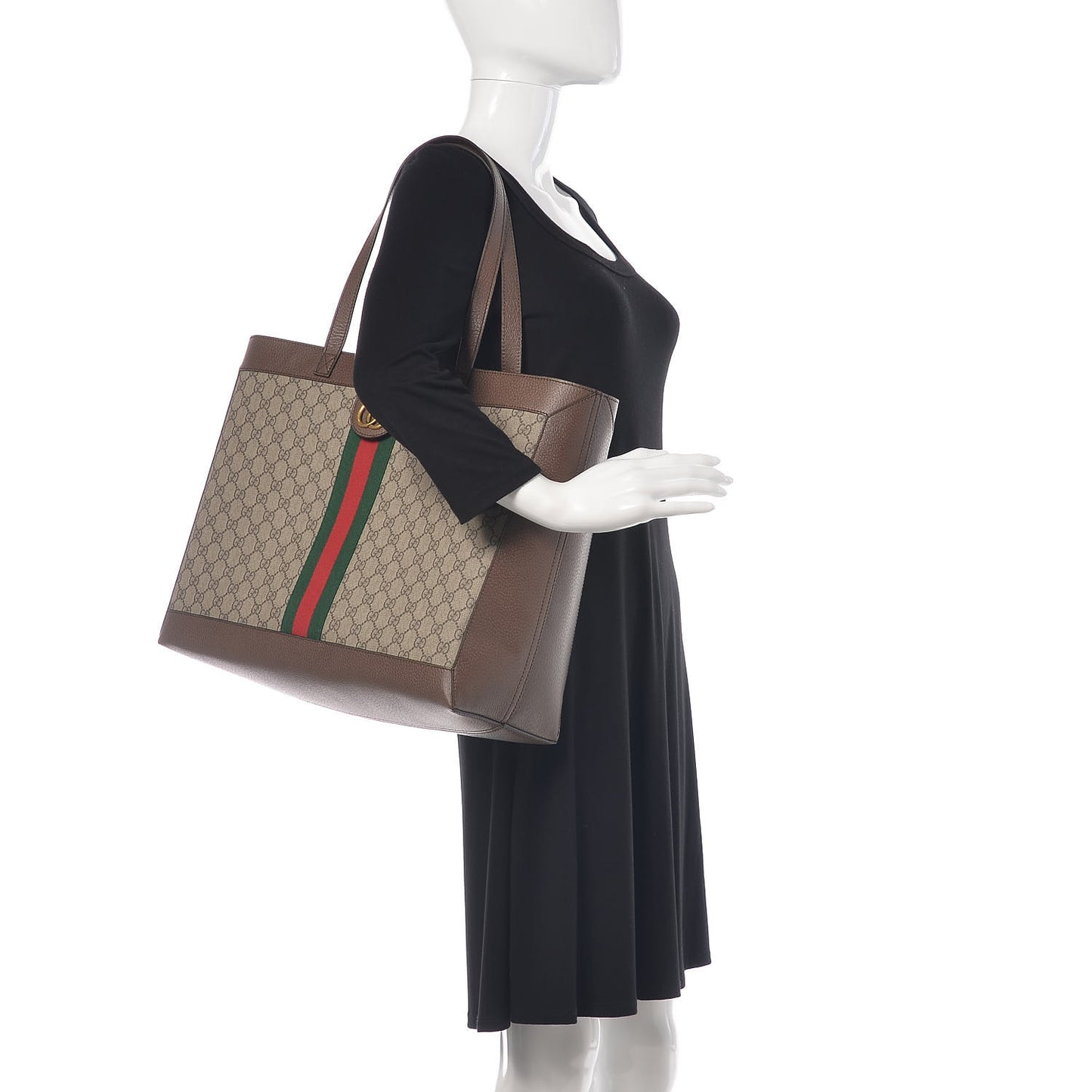 GG Supreme Monogram Web Ophidia Tote Brown