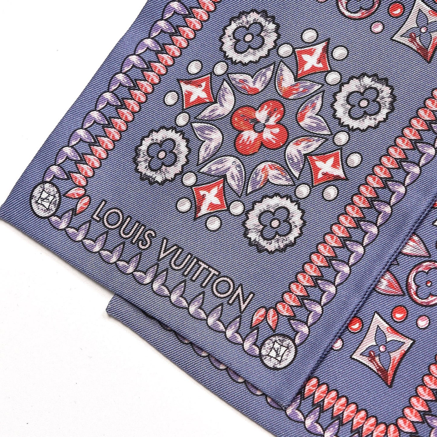 Silk Monogram Giant Lvrtual Flowers Bandeau Denim