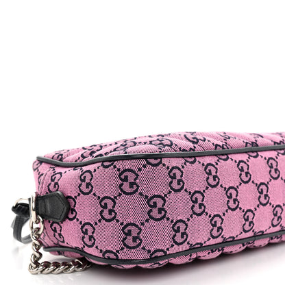 Gucci Monogram Multicolor Matelasse Diagonal Small GG Marmont Chain Shoulder Bag Pink Blue 9 of 10