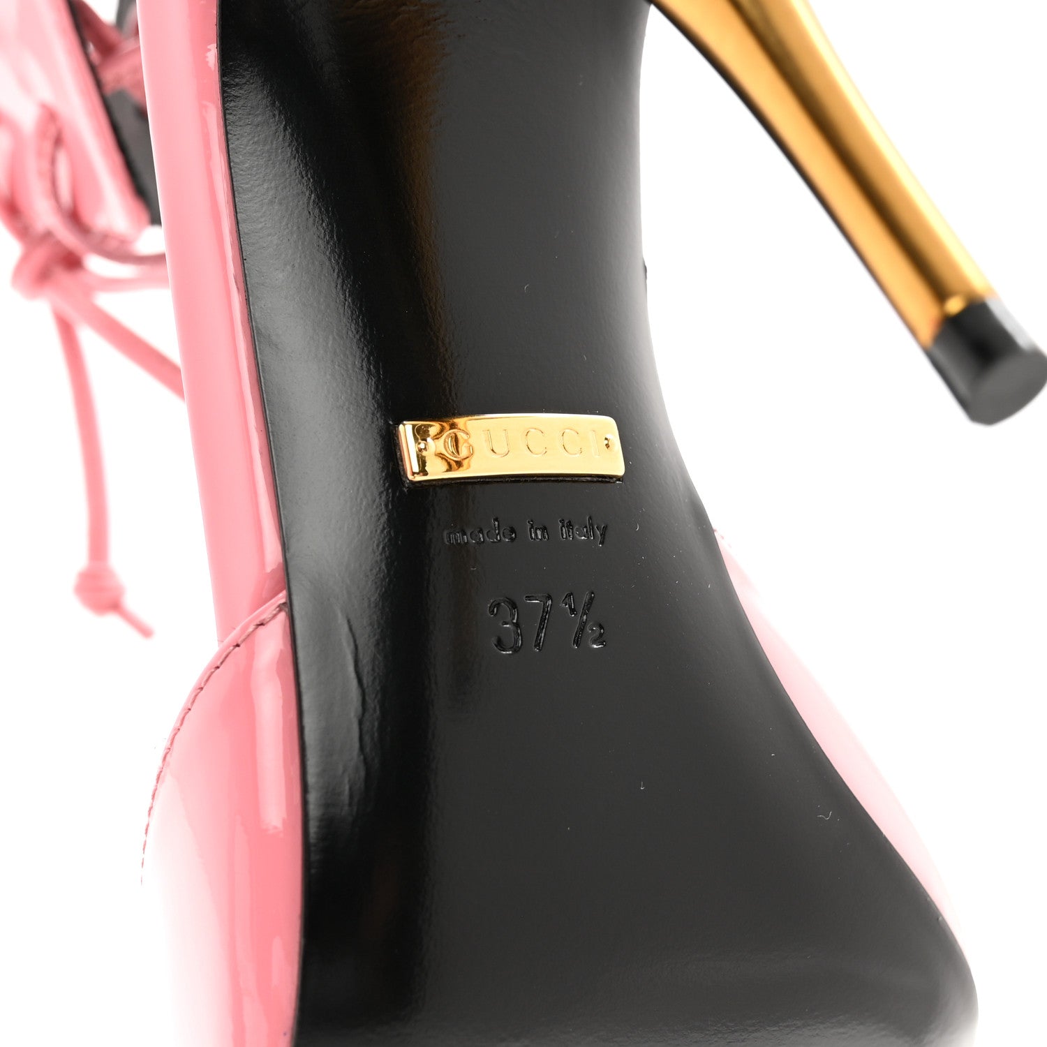 Gucci Vitello Vernice Soft Nappa Priscilla Ankle Cuff Pumps 37.5 Butterfly Pink 6 of 9