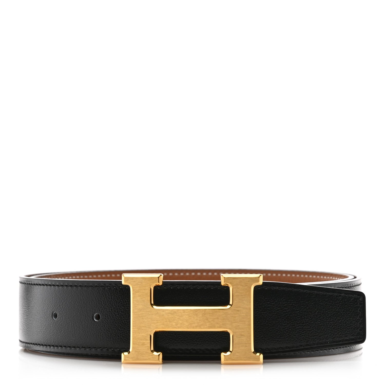 Hermes Box Togo 32mm H Belt 100 Black Gold 1 of 7