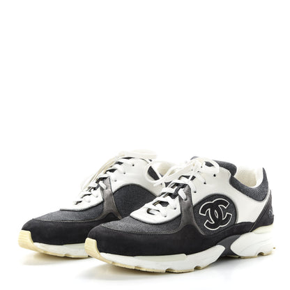 Chanel Denim Suede Calfskin CC Sneakers 40 Grey 3 of 9