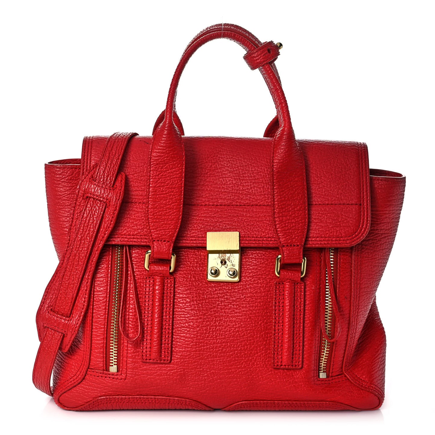 Textured Calfskin Medium Pashli Satchel Red
