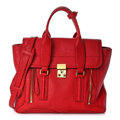 3.1 Phillip Lim Textured Calfskin Medium Pashli Satchel Red 1 of 12