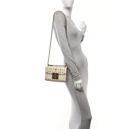 Gucci Calfskin Studded Small Padlock Shoulder Bag White 2 of 10