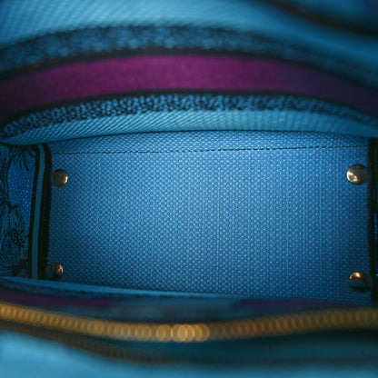 Christian Dior Canvas Toile de Jouy Voyage Embroidered Medium Lady D-Lite Celestial Blue 5 of 11