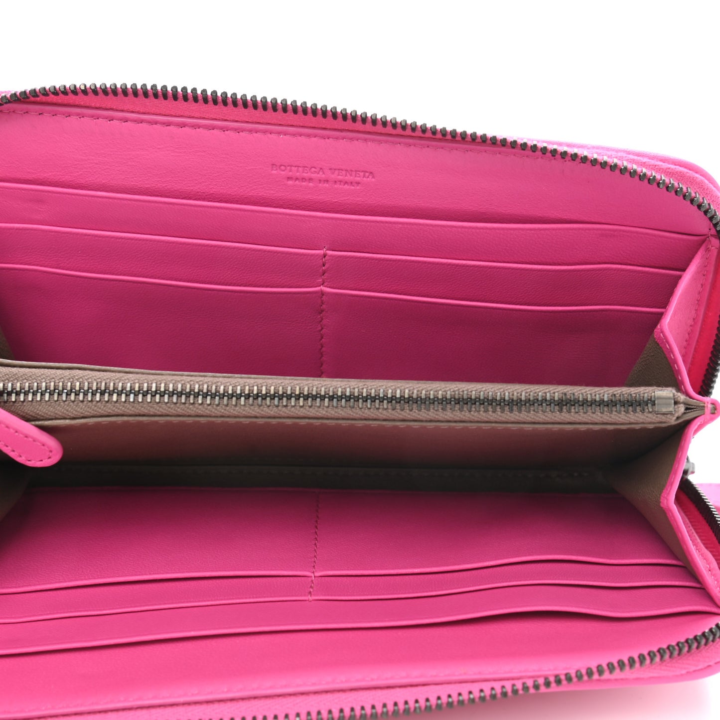 Nappa Intrecciato Zip Around Wallet Violet Fuxia