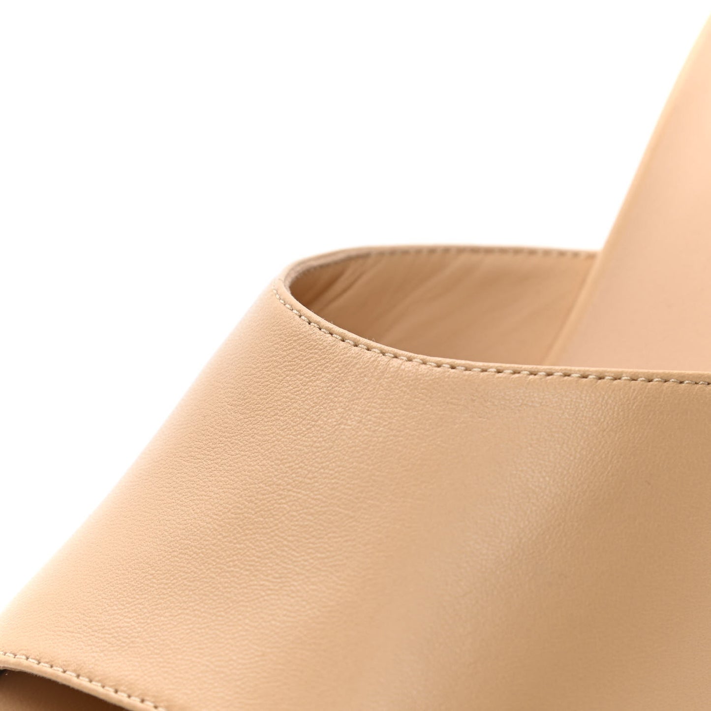 Lambskin Lucite CC Wedge Mules 38.5 Beige