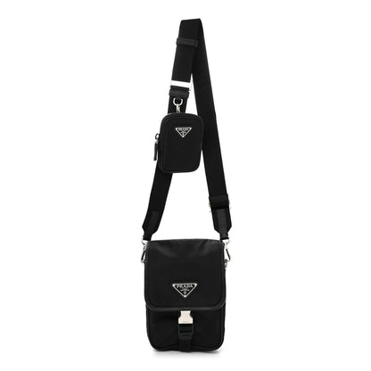 Prada Re-Nylon Saffiano Mini Pocket Single Snap Buckle Messenger Bag Black 1 of 9