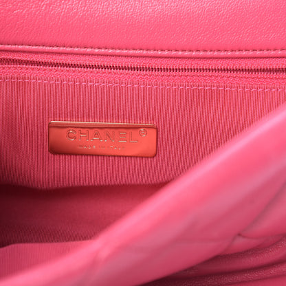 Chanel Lambskin Quilted Large 19 Flap Dark Pink 6 of 10