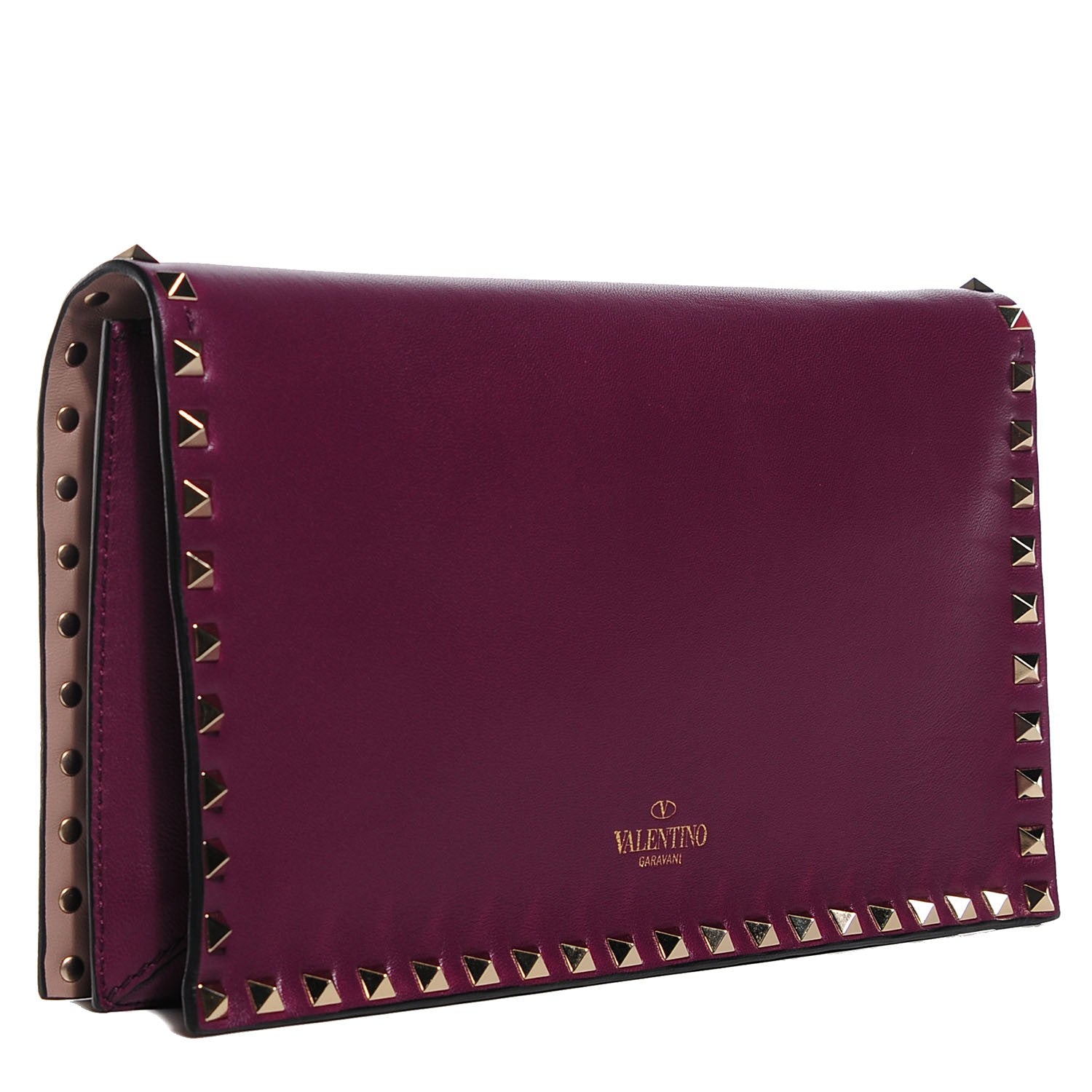 Valentino Garavani Nappa Rockstud Wristlet Clutch Rubin 3 of 9