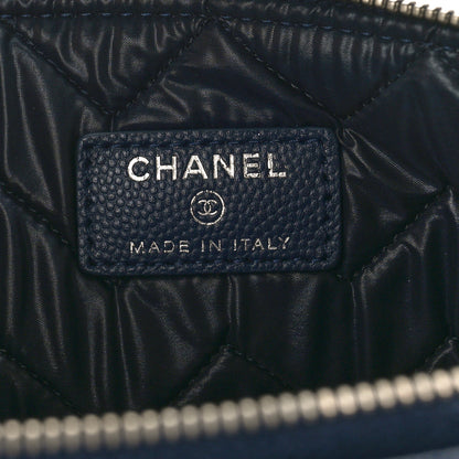 Chanel Caviar Chevron Quilted Medium Cosmetic Case Navy 6 of 8