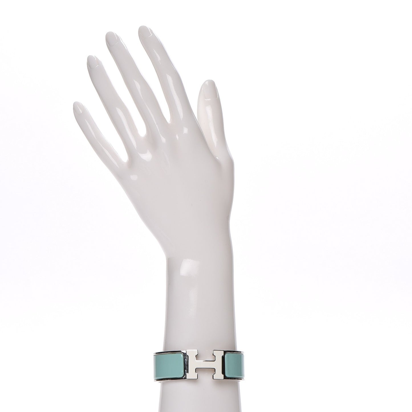 Enamel Wide Clic Clac H Bracelet PM Lagon White