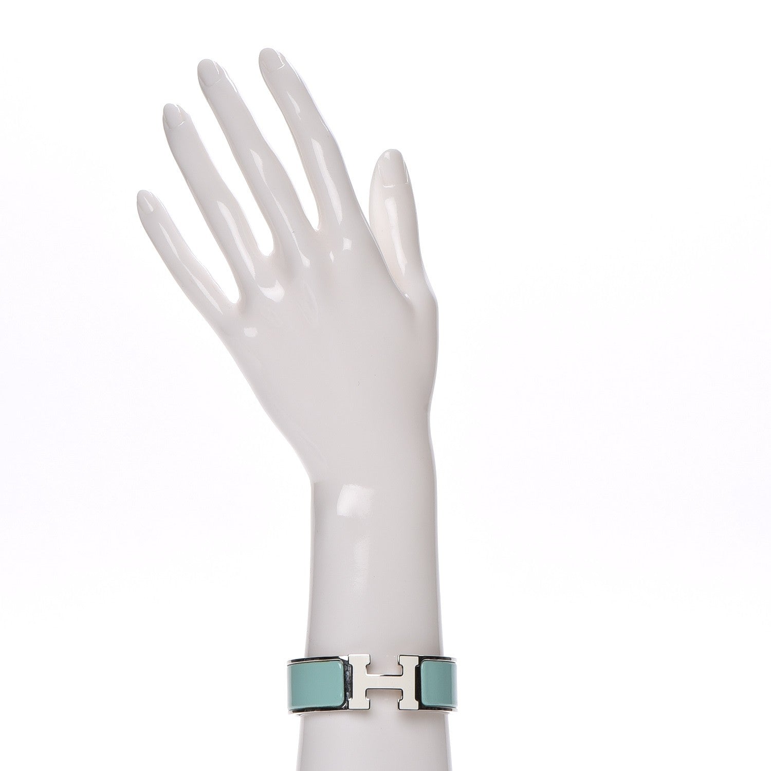 Hermes Enamel Wide Clic Clac H Bracelet PM Lagon White 2 of 5