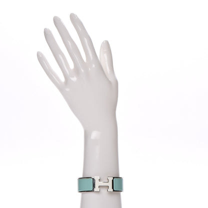 Hermes Enamel Wide Clic Clac H Bracelet PM Lagon White 2 of 5